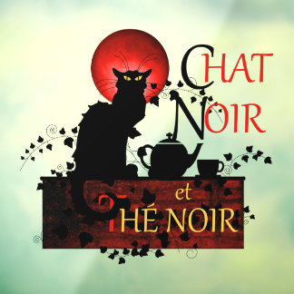 Chat Noir et Thé Noir, Black Cat Black Tee Fensteraufkleber