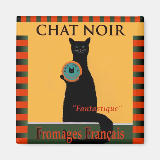 Chat Noir Fromages Français Magnet (Vorne)