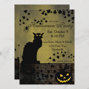 Chat Noir Halloween Einladung