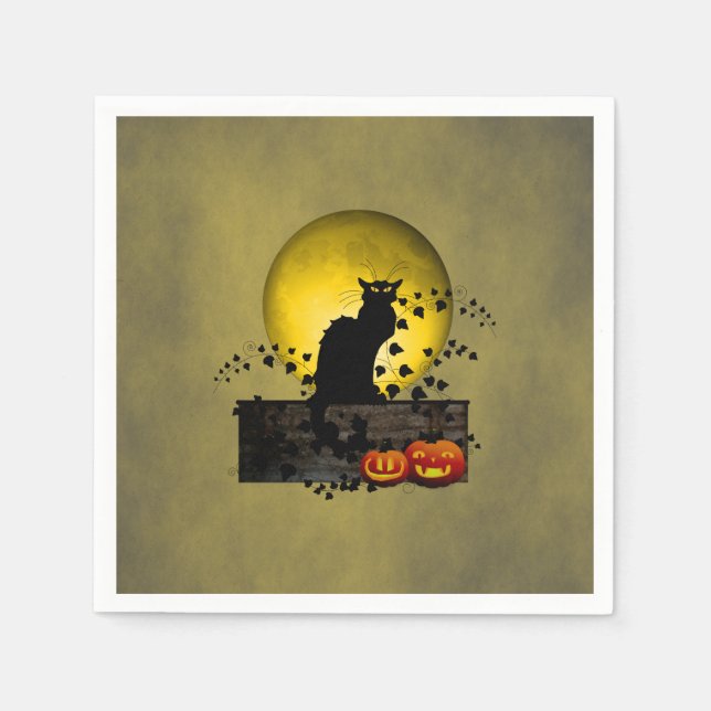 Chat Noir Halloween Serviette (Vorderseite)