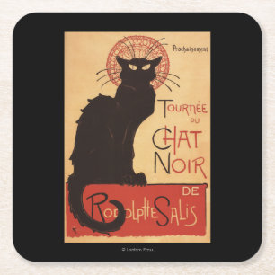 Chat Noir Kabarett Truppe Schwarze Katze Werbeplak Rechteckiger Pappuntersetzer