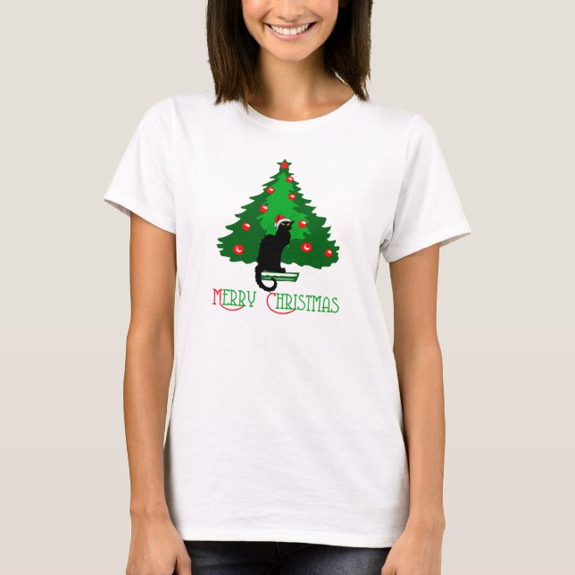 Chat Noir Merry Christmas T-Shirt (Vorderseite)