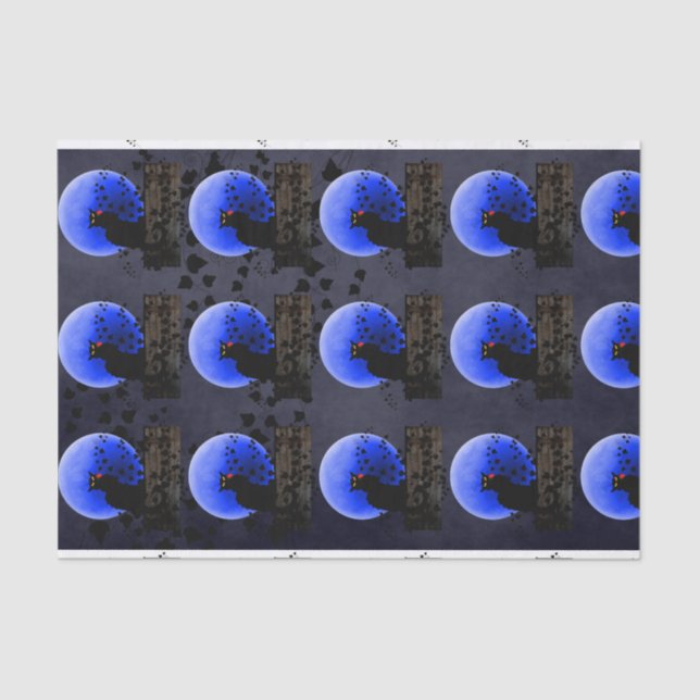 Chat Noir mit Single Rote Rose Seidenpapier (Vorderseite)