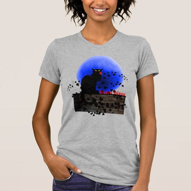 Chat Noir mit Single Rote Rose T-Shirt (Vorderseite)