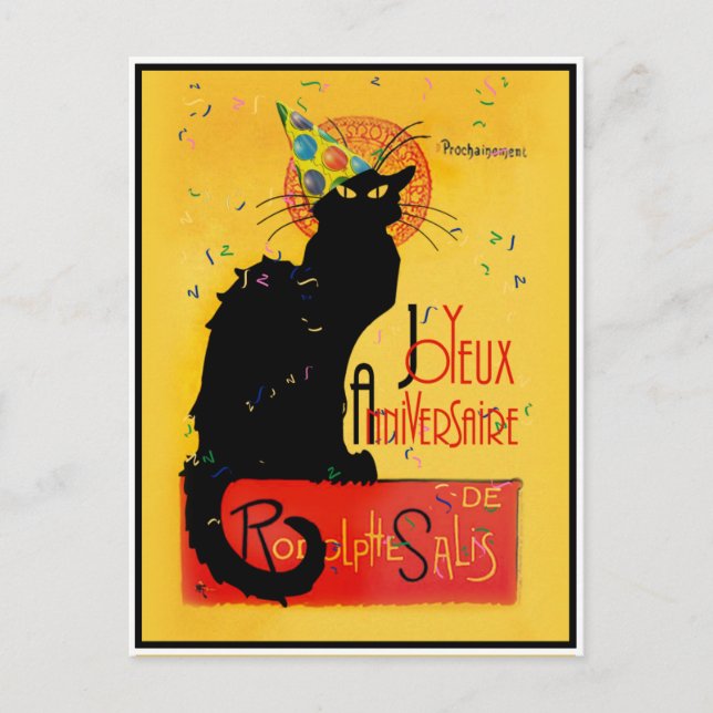 Chat Noir New Years Feiertagspostkarte (Vorderseite)