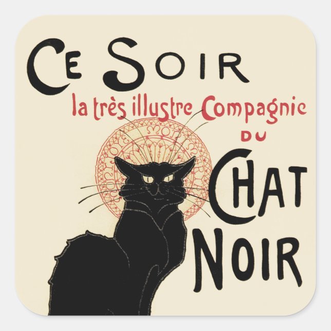Chat Noir Quadratischer Aufkleber (Vorderseite)