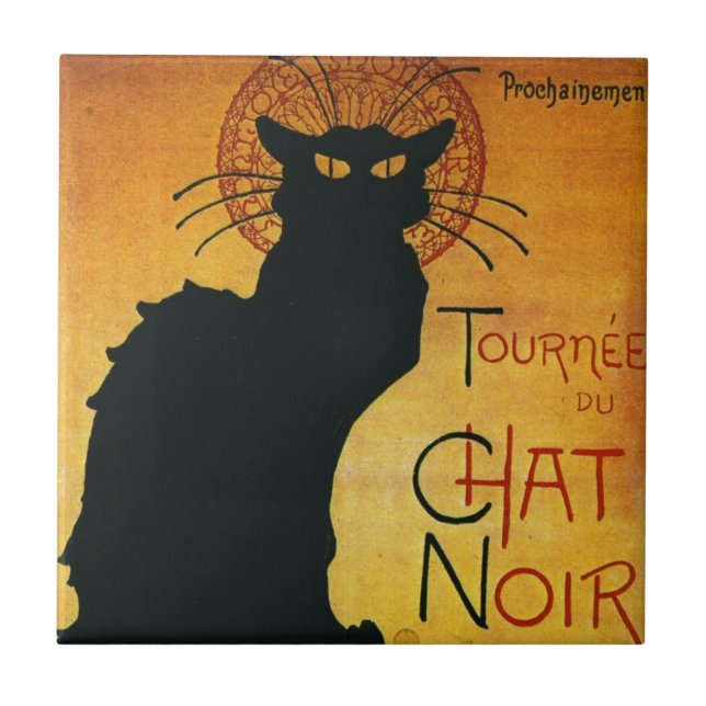 Chat Noir - Schwarze Katze Fliese (Vorderseite)
