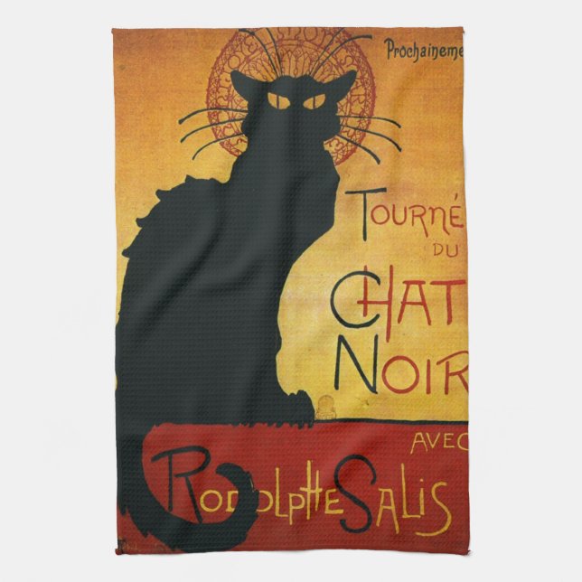 Chat Noir - Schwarze Katze Geschirrtuch (Vertikal)