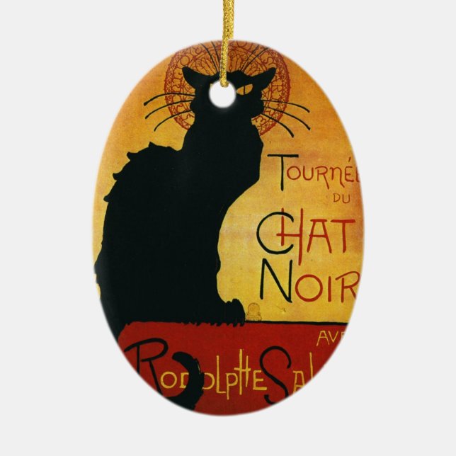 Chat Noir - Schwarze Katze Keramikornament (Vorne)