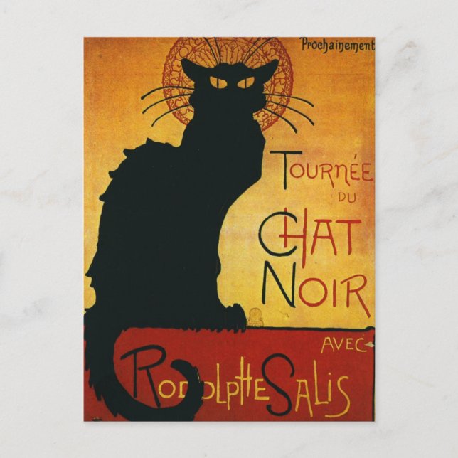 Chat Noir - Schwarze Katze Postkarte (Vorderseite)