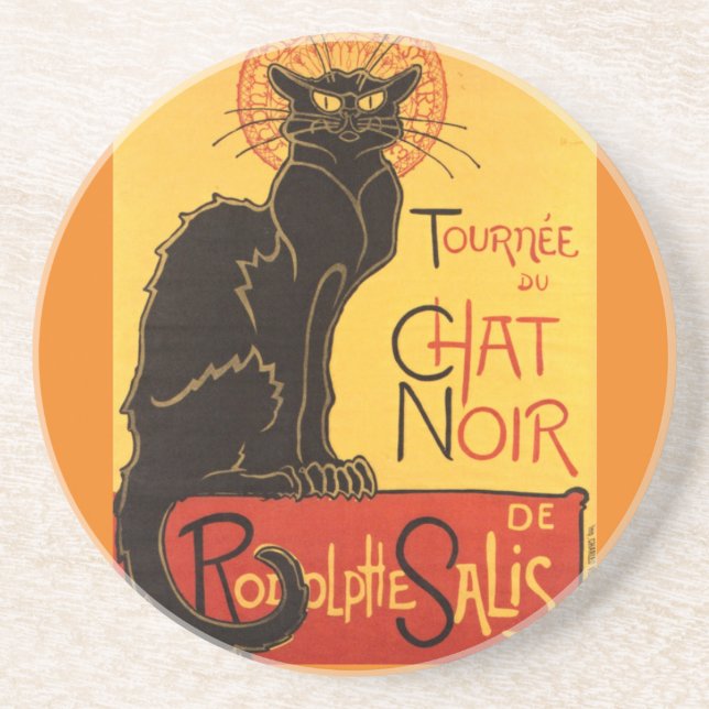 Chat Noir Steinlen Belle Epoque Vintage Kunst Getränkeuntersetzer (Vorne)