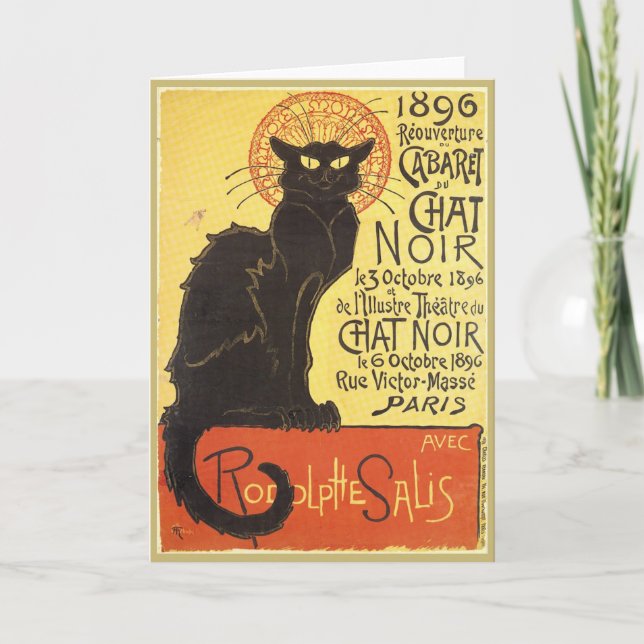 Chat Noir Steinlen Belle Epoque Vintage Kunst Karte (Vorderseite)