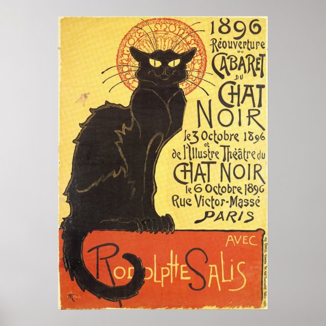 Chat Noir Steinlen Belle Epoque Vintage Kunst Poster (Vorne)