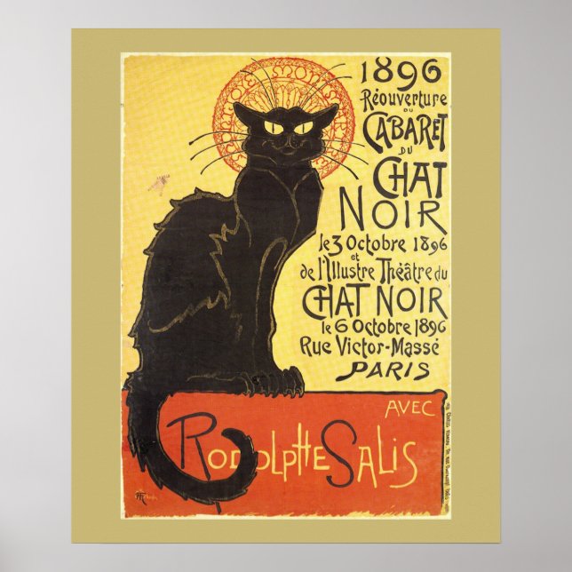 Chat Noir Steinlen Belle Epoque Vintage Kunst Poster (Vorne)