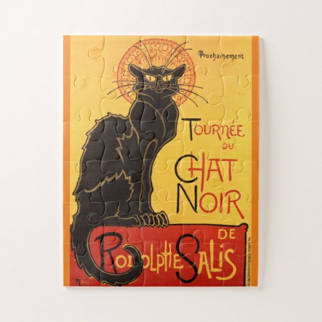 Chat Noir Steinlen Belle Epoque Vintage Kunst Puzzle (Vertikal)