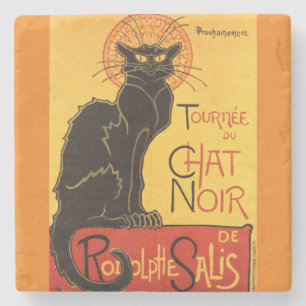 Chat Noir Steinlen Belle Epoque Vintage Kunst Steinuntersetzer