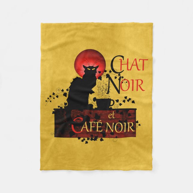 Chat Noir und Café Noir Fleecedecke (Vorderseite)