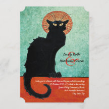 Chat Noir Vintage Französische Katze Blaue Hochzei