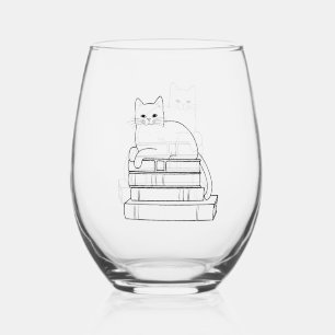 Chat on Books Line Art Weinglas Ohne Stiel