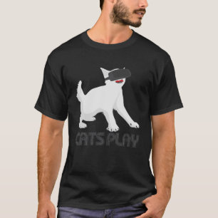 Chat Play I Funny Cat Kitten Gamer Gaming VR Heads T-Shirt