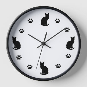 Chat-Silhouette Wanduhr