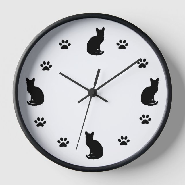 Chat-Silhouette Wanduhr (Vorderseite)