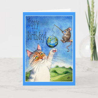 Chat und Maus zum Geburtstag Karte