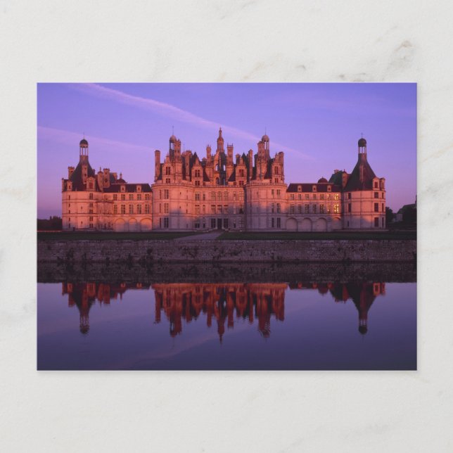 Chateau Chambord bei Sonnenuntergang, Loire Valley Postkarte (Vorderseite)