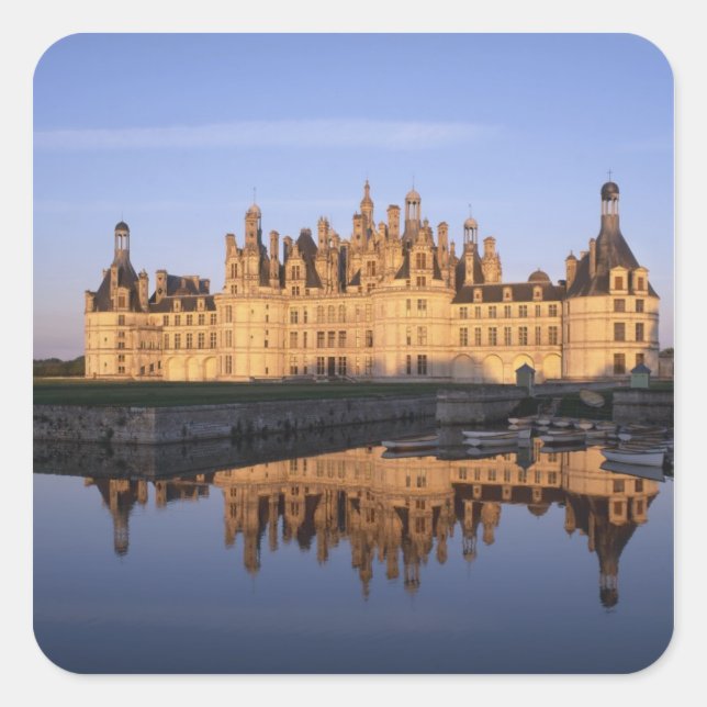 Chateau Chambord, Loire Valley, Frankreich Quadratischer Aufkleber (Vorderseite)