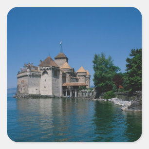 Château Chillon, Genfersee, Kanton Waadt, Quadratischer Aufkleber