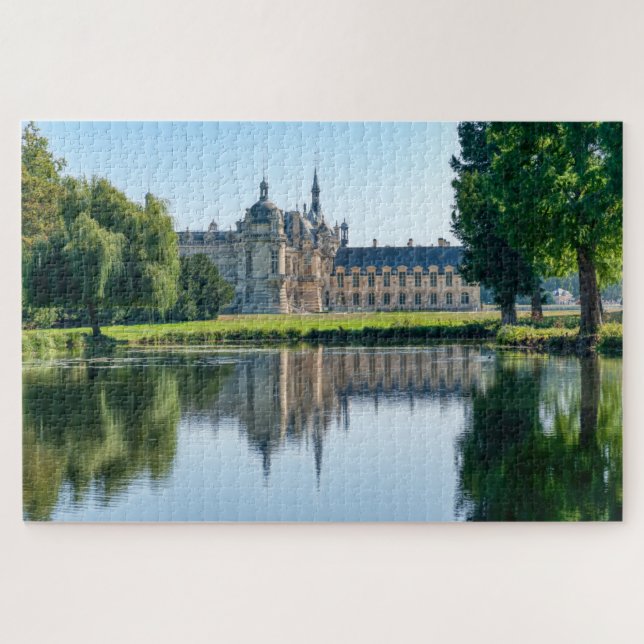 Chateau de Chantilly und Reflexion in einem Teich Puzzle (Horizontal)