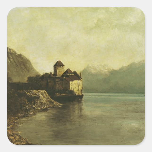 Chateau de Chillon, 1874 Quadratischer Aufkleber (Vorderseite)