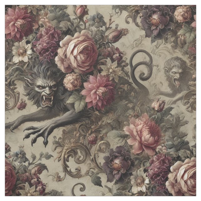 Château des Loups - Gotische Erklärung Tile Stoff (Muster)