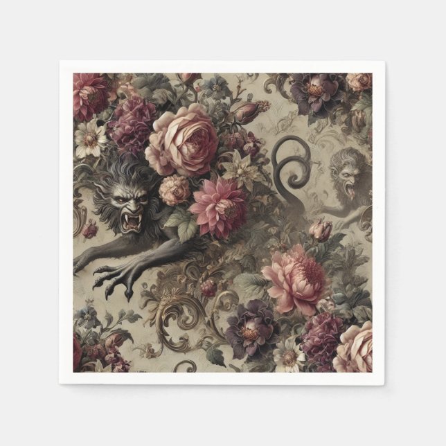 Château des Loups - Gotisches Barock Werewolf Serviette (Vorderseite)