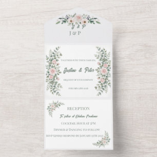 Chateau Frontenac Blush & Sage All-in-One Einladun All In One Einladung
