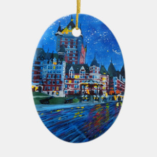 Château Frontenac Quebec Kanada bis zum Nacht Keramik Ornament