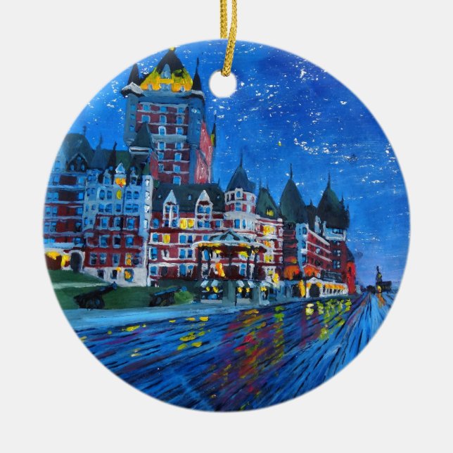 Château Frontenac Quebec Kanada bis zum Nacht Keramikornament (Vorne)