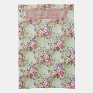 ChateauCore Rosa Rosen und Lavendel im Shabby-Chic Geschirrtuch
