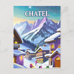 Châtel: Charme Authentique in den schneebedeckten  Postkarte