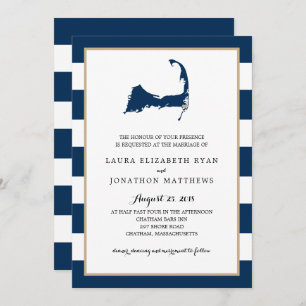 Chatham Cape Cod Map mit Herz   Hochzeit Einladung