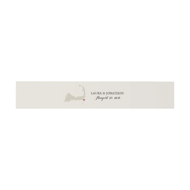 Chatham Cape Cod Map mit Herz | Hochzeit Einladungsbanderole (Flach)