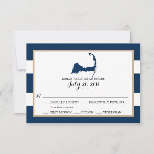 Chatham Cape Cod mit Herz   RSVP-Menü Hochzeiten RSVP Karte