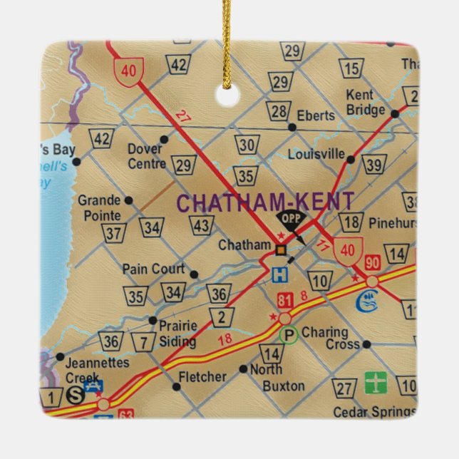 Chatham Kent Ontario Karte Keramikornament (Rückseite)