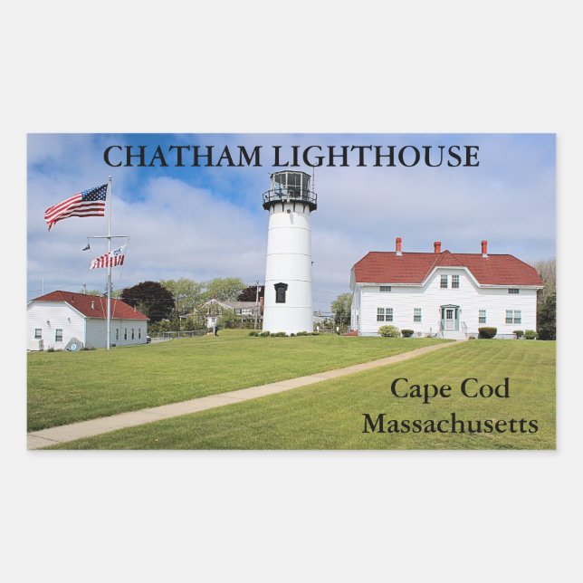 Chatham Lighthouse, Cape Cod Massachusetts Rechteckiger Aufkleber (Vorderseite)