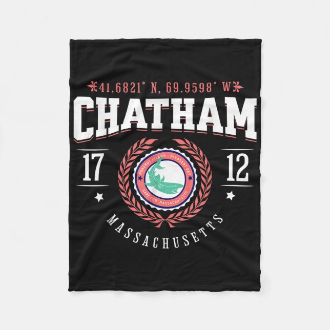 Chatham Ma Cape Cod Souvenir Beach Shark Nautical Fleecedecke (Vorderseite)