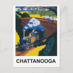 Chattanooga, Dampflokomotiven-Eisenbahn unter der Postkarte