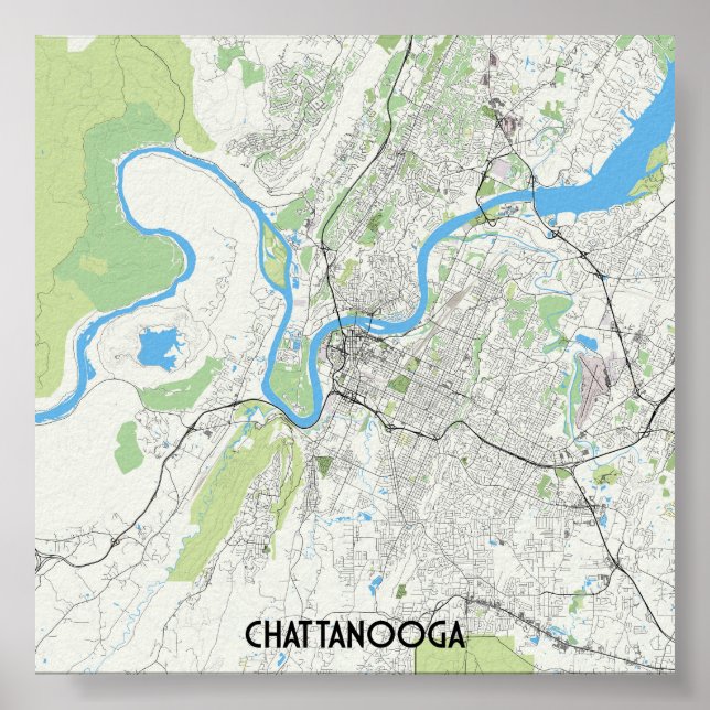 Chattanooga-Karte Poster (Vorne)