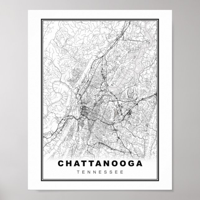 Chattanooga Karte Poster (Vorne)