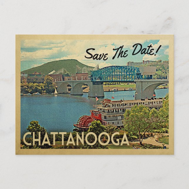 Chattanooga Save the Date Tennessee Ankündigungspostkarte (Vorderseite)