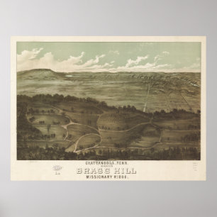 Chattanooga Tennessee 1887 Antike Panoramakarte Poster